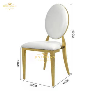 Modern lüks etkinlik sandalyeleri yuvarlak geri PU deri parti sandalye paslanmaz çelik beyaz altın istiflenebilir düğün sandalyeleri olay için - Product Image 4