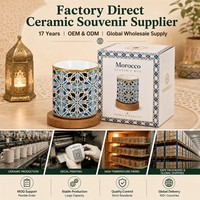 Tasses à vin en céramique de style marocain vintage personnalisées, sans poignée, avec soucoupe, compatibles lave-vaisselle et micro-ondes, réutilisables