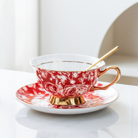 Ensemble de tasses à thé en céramique peintes à la main de luxe européennes, ensemble de tasses à café personnalisées, fournitures de restaurant, décoration intérieure pour la maison