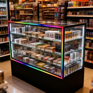 Vitrine d'<span class=keywords><strong>exposition</strong></span> pour présentoir en verre trempé sur mesure avec éclairage LED couleur sur base, idéale pour la présentation de produits de boutiques spécialisées (e-commerce) - Product Image 5
