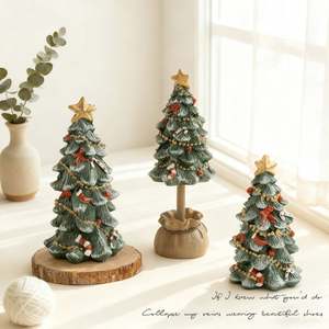 Adornos Navideños BINGCHI BC-366 2025, Resina Verde, Forma Irregular, 10.5x6.5cm, Mini Árbol de Navidad Cubierto de Nieve, Decoración Festiva - Product Image 2