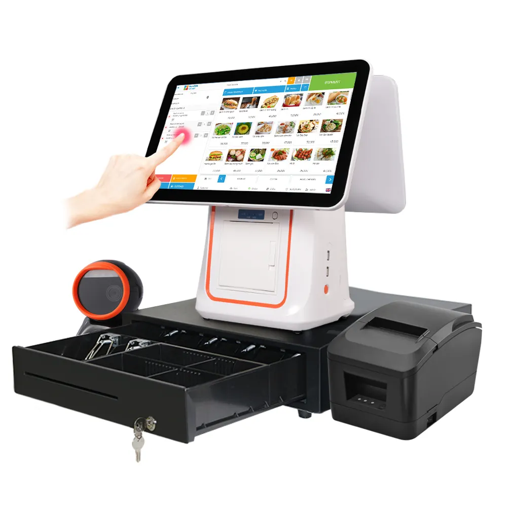 Dual screen 15.6 inch touch screen POS SYSTEM PC point of sales all in one pos system for liquor stores