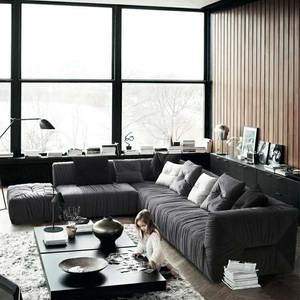 Meubles 3 pièces Royal Big Sofa ensemble nordique de salon de luxe canapé turc noir et or canapé incurvé salon - Product Image 3