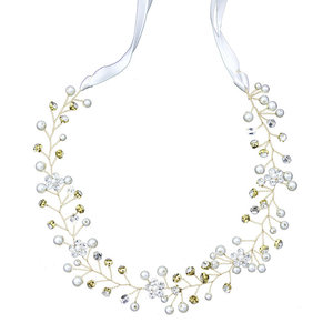 Qushine Beads <strong>Hair</strong> Jewelry Pearl Crystal Leaf Bride Tiaras <strong>Wedding</strong> <strong>Hair</strong> <strong>Band</strong> Accessories - Product Image 3