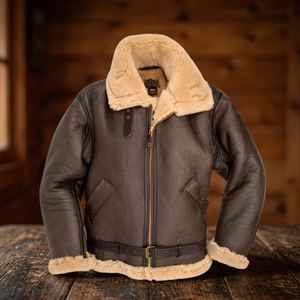 Chaqueta de Motociclista Estilo Bomber para Hombre, de Piel de Oveja Curtida R.A.F, Resistente al Viento, para Invierno - Product Image 3