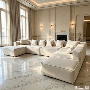 Amperui Italian Modular Convertible Corner Set Oversized Sectional Modern Upholstered Fabric <b>for</b> Hotel <b>Large</b> - Product Image 4