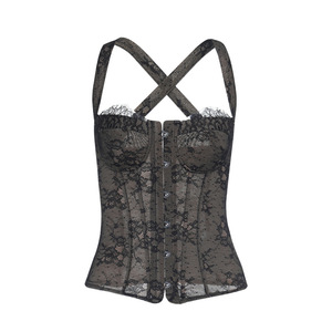 Nouveau Corset Chic Femme en Dentelle et Baleines, Dos Nu, <span class=keywords><strong>Noir</strong></span>, Coupe Slim, Collection Printemps-Été 2026 – Idéal <span class=keywords><strong>pour</strong></span> la Plage et <span class=keywords><strong>les</strong></span> Soirées - Product Image 2