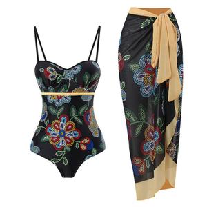 Traje de Baño Personalizado con Estampado Floral, Conjunto de 2 Piezas, Traje de Baño con Falda, Bikini Sexy de Cintura Alta, Ropa de Playa - Product Image 3
