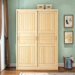 <span class=keywords><strong>Armadio</strong></span> Pieghevole in Pino Massiccio Stile Francese con <span class=keywords><strong>Ante</strong></span> <span class=keywords><strong>Scorrevoli</strong></span>, Design Minimalista in Legno Naturale, Due <span class=keywords><strong>Ante</strong></span>, Arredamento per Camere da Letto per Adulti - Product Image 2