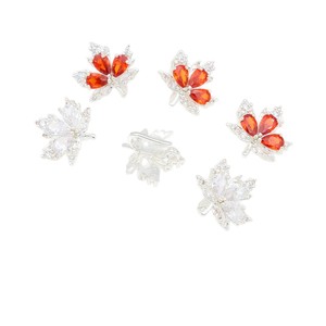 Clip en forme de feuille d'érable serti de diamants, plaqué or 18 carats et argent, pour la confection de vêtements, accessoires de bijoux DIY - Product Image 5