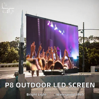 Layar LED Tetap Luar Ruangan P8 IP65 Tahan Air Kecerahan Tinggi Papan Reklame Digital Layar Panggung LED