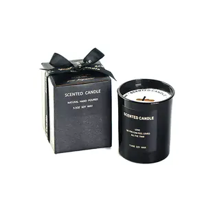 Black Glass Aromatherapy Candle Gift Box 360g Home Decoration Custom Soy Wax Glass Jar Scented Candle