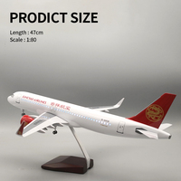 Modèle d'avion en résine ABS LED Airbus A320 Wiz Taille de l'air 47cm Échelle 1/80 avec lumière LED et train d'atterrissage