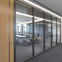 Modern Customized Double Glass Partition for Office Home School & Hospital Soundproof Wall with Aluminium Interior