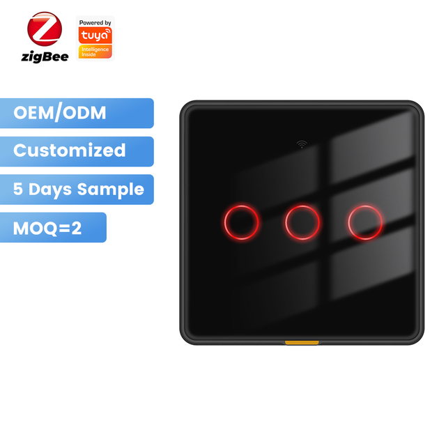 For Zigbee 3.0GHz Touch Panel Smart Light Switch Wall EU 110-240V No Neutral Wire Needed Compatible with Smart Life App