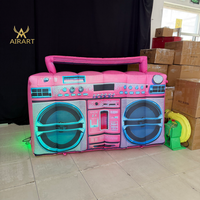 Ballon publicitaire gonflable DJ Radio rose thème rétro pour fête disco avec lumière LED intégrée, nouveau style