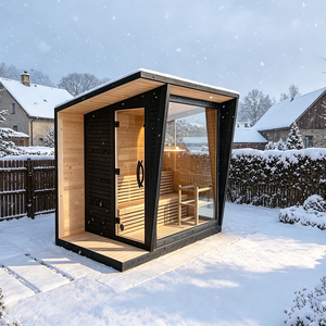 Cabane de sauna de jardin de luxe en bois de cèdre rouge massif, préfabriquée, moderne, écologique, avec grande fenêtre en verre - Product Image 1