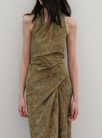 Design de mode impression numérique licou-cou élégant robe portefeuille sans manches longue longueur pour les femmes robes de Style d'été
