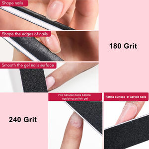 Yüksek kalite siyah zımpara düz tırnak dosyaları akrilik zımpara tampon dosyaları 180/240 Grit dayanıklı yıkanabilir manikür dosyaları Salon - Product Image 4