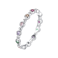 Ada Jewelry Anillos de Plata 925, Diseño Exquisito, Anillo de Plata de Ley 100% con Circonita Arcoíris para el Dedo Índice