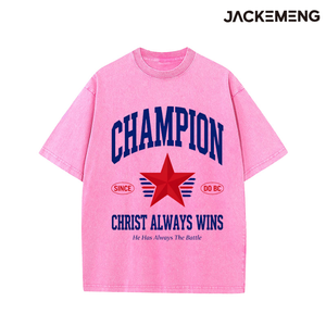 T-shirt en coton oversize délavé avec imprimé <span class=keywords><strong>Champion</strong></span> Christ Always Wins, style streetwear rétro, pour usage quotidien décontracté, entrepôt USA - Product Image 5