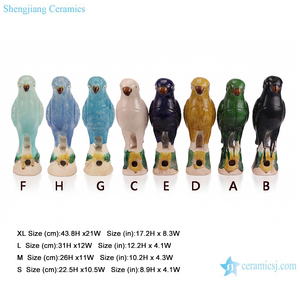 تماثيل الببغاء الخزفية العتيقة للديكور RZLN01، 8 ألوان، تماثيل طيور الببغاء السيراميكية الطبيعية - Product Image 5