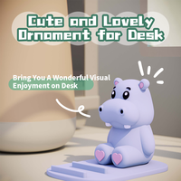 Penyangga Ponsel Desain Hati Cinta Hippo Biru Lucu untuk Dekorasi Meja