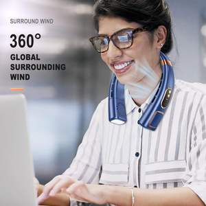 2026 New Arrivals Foldable Plastic Wearable Neck Fan English Display Rechargeable USB Portable <b>Cooling</b> Fan for Outdoor Use Best - Product Image 3