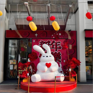 Escultura de Conejo de Fibra de Vidrio para Decoración de Centros Comerciales, Linda Estatua de Conejo de FRP para Interiores y Exteriores, Escultura de Animal de Dibujos Animados - Product Image 3