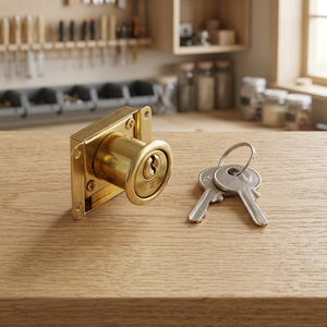 ตัวล็อคลิ้นชักเฟอร์นิเจอร์ Decatur แบบ Half Mortise Barrel Ring โครงสร้างทองเหลือง/เหล็ก ชุบทองเหลือง/นิกเกิล ขนาดกว้าง 2 นิ้ว x ลึก 1-1/2 นิ้ว - Product Image 3