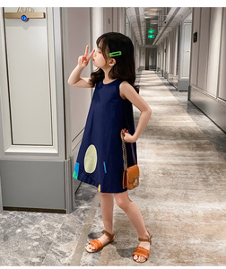 Vestido Casual de una Pieza sin Mangas para Niñas, con Estampado Floral y Geométrico, para Fiestas Infantiles - Product Image 3