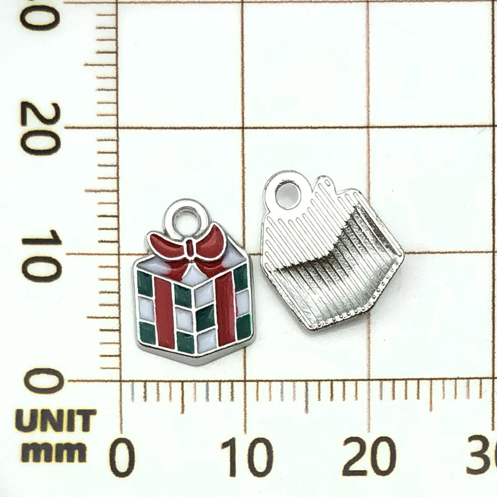 Boîte cadeau de Noël verte dégoulinante - 0,8g - 13*10mm - 19653