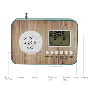 Tre Bảng điều khiển phía trước đồng hồ kỹ thuật số đa chức năng xem xách tay FM ngày Nhiệt độ thời gian đài phát thanh đồng hồ báo thức - Product Image 1