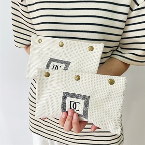 BSCI Custom Eco Friendly Recycling Canvas Cosmetic <b>Bags</b> With Button Travel Canvas Zipper <b>Make</b> <b>up</b> Pouch - Product Image 6