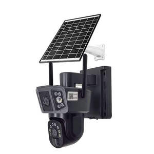 Ống kính kép 2K không thấm nước Dome CCTV Camera an ninh wifi pin năng lượng mặt trời Powered phát hiện con người với 2 màn hình báo động - Product Image 1