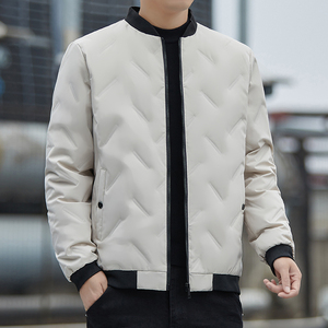 Men's Winter Jacket Long Casual Puffer Bomber with Zipper Closure Nylon <strong>Shell</strong> <strong>and</strong> Cotton Filling for Outdoor Use - Product Image 3