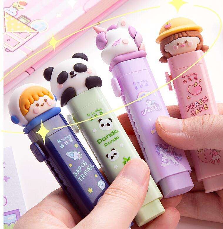 6 Stylos Gommes Rétractables - Gommes Blanches Effaçables 6 Couleurs Gomme Rétractable