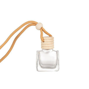 Difusor de Vidrio Transparente Cuadrado de 5 ml, Botella de Perfume para Coche con Tapas de Madera para Aromaterapia, Ambientador - Product Image 2