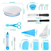 137-teiliges Tortendekorations-Set mit Drehbarem Tortenständer, Spritztüllen, Spritzbeuteln, Schaber, Spatel, Schneebesen - Backzubehör im Großhandel