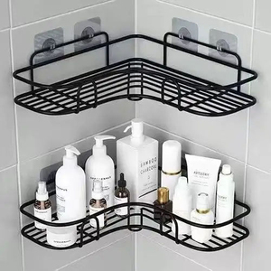 Wall-mounted <strong>Corner</strong> <strong>Bathroom</strong> <strong>Storage</strong> Shelf Metal Powder Coated No Drilling Required Multifunctional <strong>Storage</strong> <strong>Unit</strong> - Product Image 2