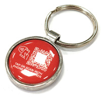 Porte-clés personnalisé 13.56MHz NFC RFID époxy en métal PVC modèle ISO avec code QR pour l'adhésion des propriétaires d'animaux et le suivi des animaux de compagnie