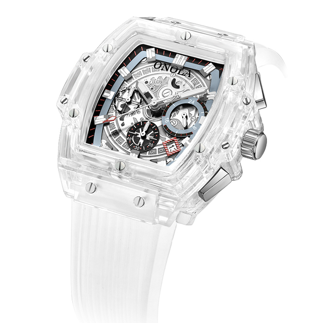 Fashion Transparent Brand Watch for Men ONOLA Multi Functional Chronograph Watch Quartz Waterproof Tape Wholesale Watches ON6811