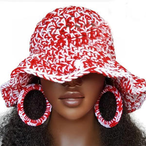 Nouveau Chapeau d'hiver en crochet fait main, style bob évasé <span class=keywords><strong>de</strong></span> <span class=keywords><strong>pêcheur</strong></span>, en polyester, bicolore, chaud, tendance et original, pour le commerce transfrontalier - Product Image 4