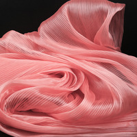 Tissu en organza à texture plissée brillante avec cent plis fleur de décoration de mariage pour robe de mariée rigide
