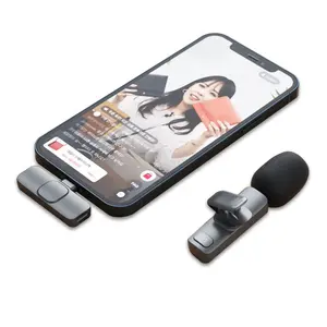 K9 Mikrofon Nirkabel Pengurang Kebisingan Perekaman Video Mikrofon Mini Pasang dan Mainkan Mikrofon Lavalier Nirkabel untuk Siaran Langsung