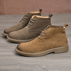 Botas de Tobillo para Hombre, Estilo Martin, Punta Redonda, Cuero Genuino, con Cordones, Transpirables, Zapatos Casuales de Otoño - Product Image 3