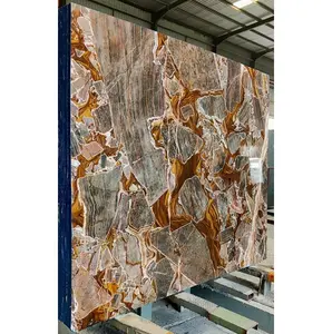 실내 특징 벽과 지면 도와를 위한 브라질 Versagine 금 대리석 석판 경쟁가격 Bugadikin 대리석