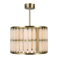 Lustre rond en laiton et albâtre espagnol, fait main, sur mesure, style industriel rétro américain moderne, avec chaîne, pour salle à manger