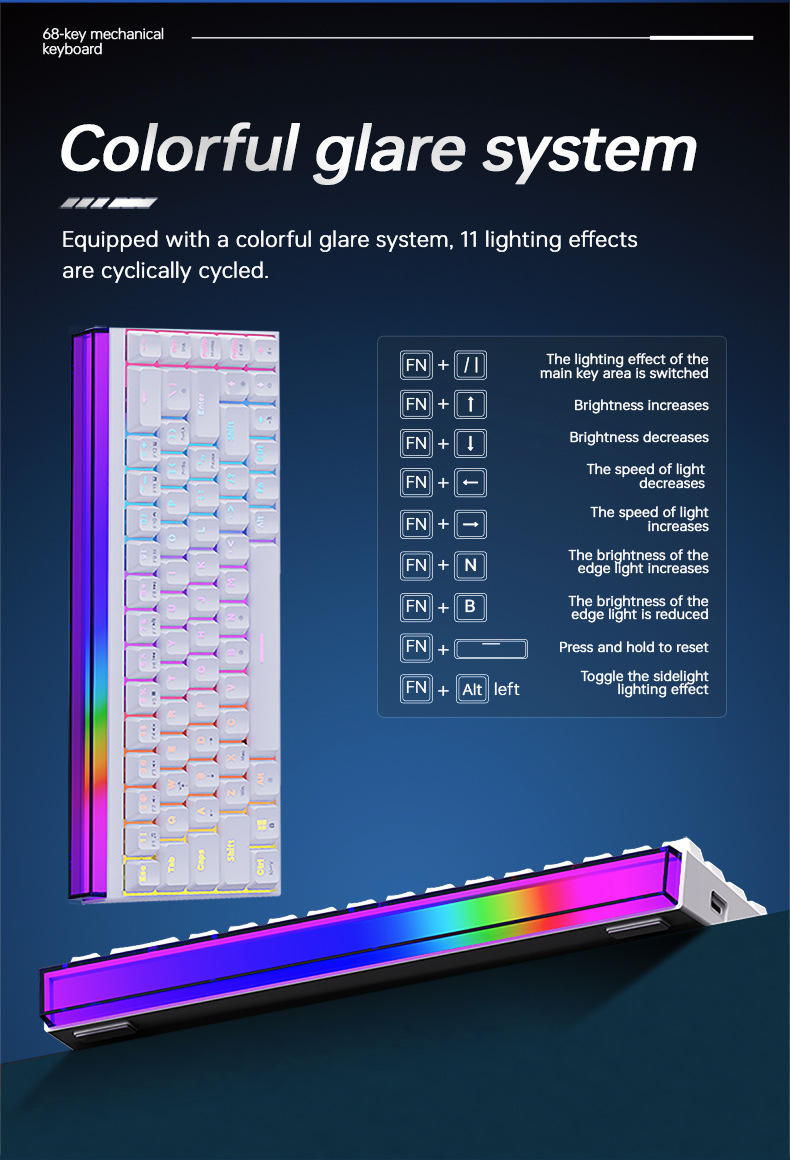 AJAZZ NK68 Red Axis Mechanical RGB Keyboard Wired Office Computer