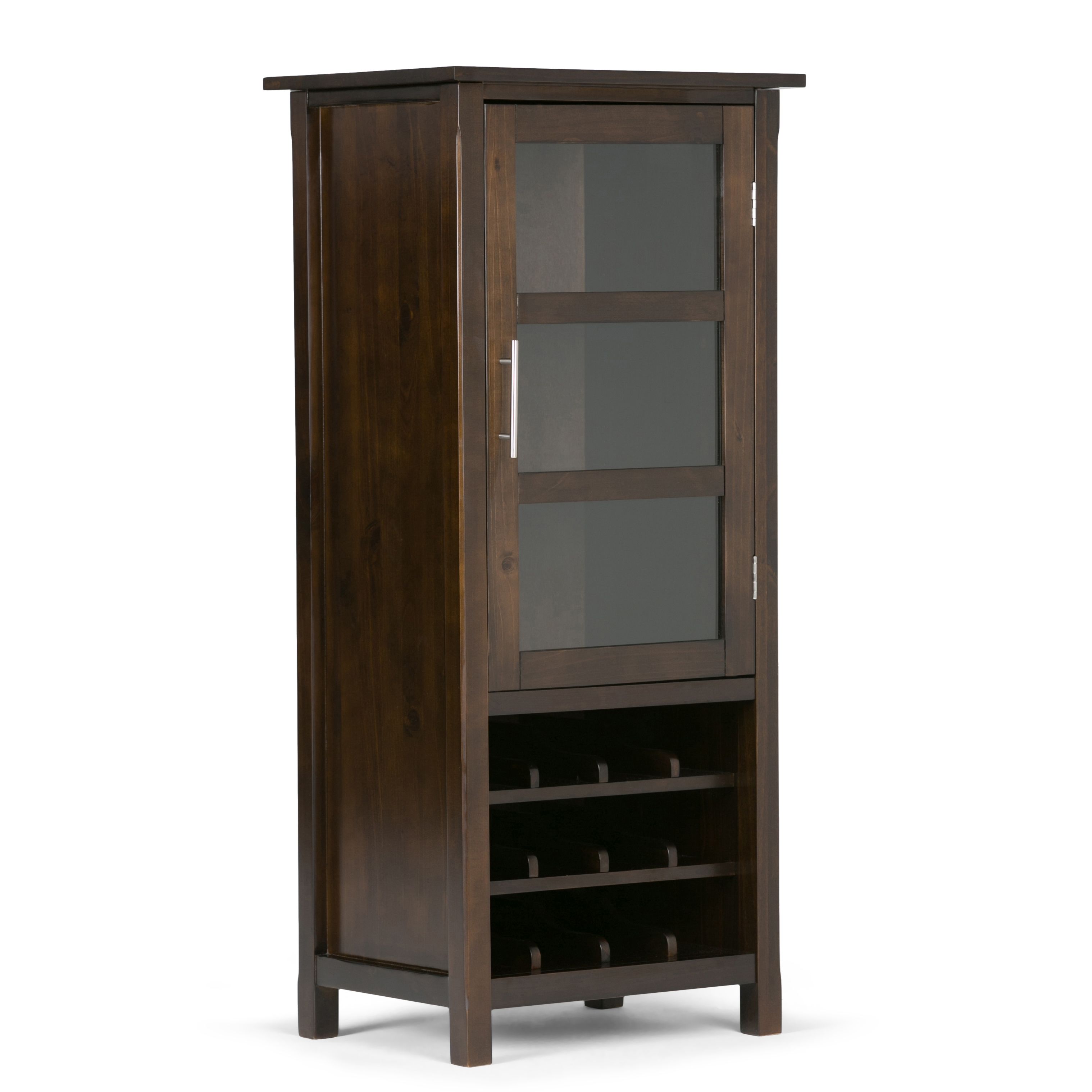 DB Avalon Modern Antique Dining Chair Wine Rack Cabinet High Storage Dark Tobacco Brown Finish Iron Wood for Home Furniture